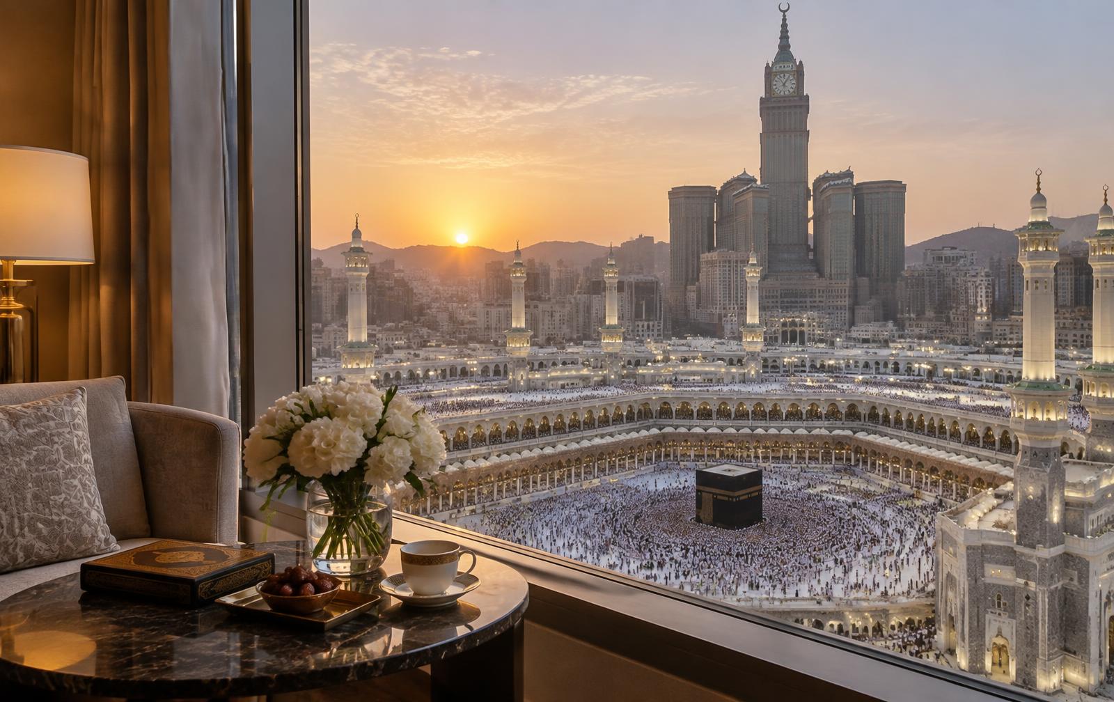 View of the Haram from a hotel room in Makkah
