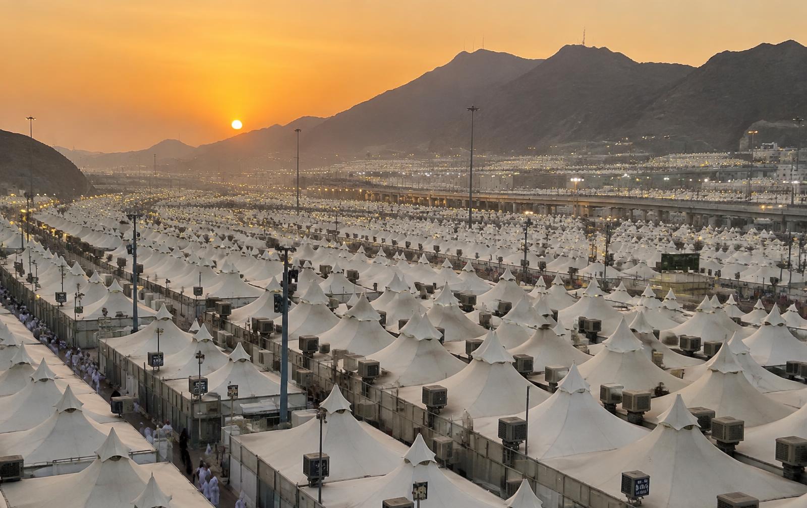 The tent city of Mina at sunset